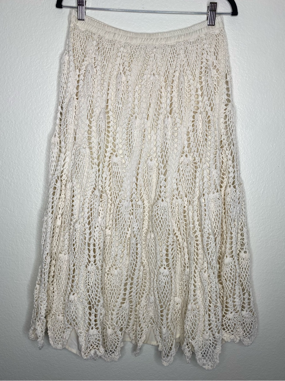 Soft Surroundings Cream Crochet Maxi Skirt